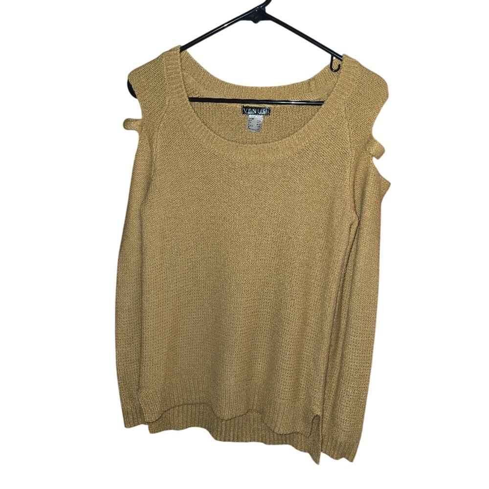 Venus Tan Knit cold shoulder Sweater
